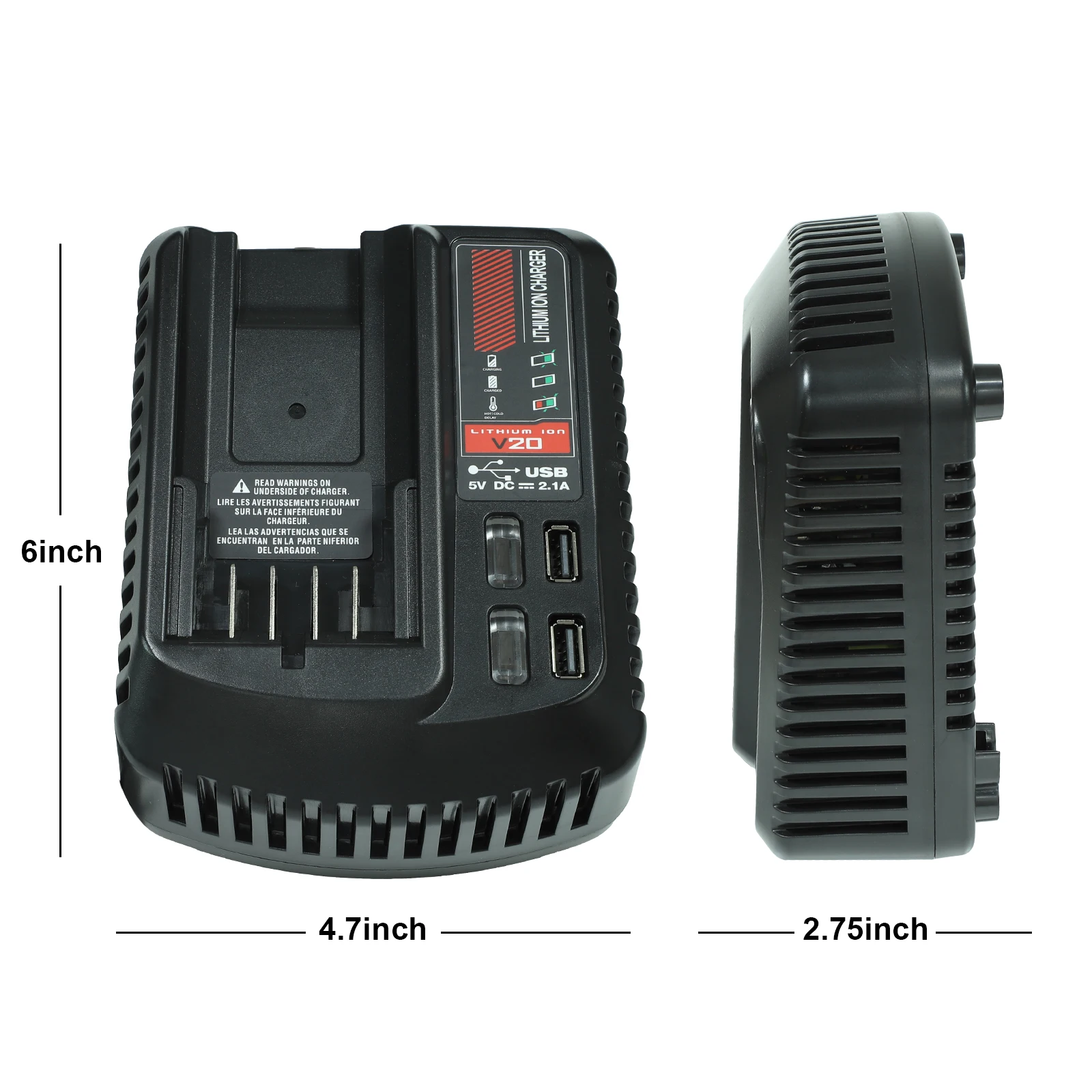For Craftsman Li-ion Lithium Battery 18V 20V Fast Charger With Dual USB Port For