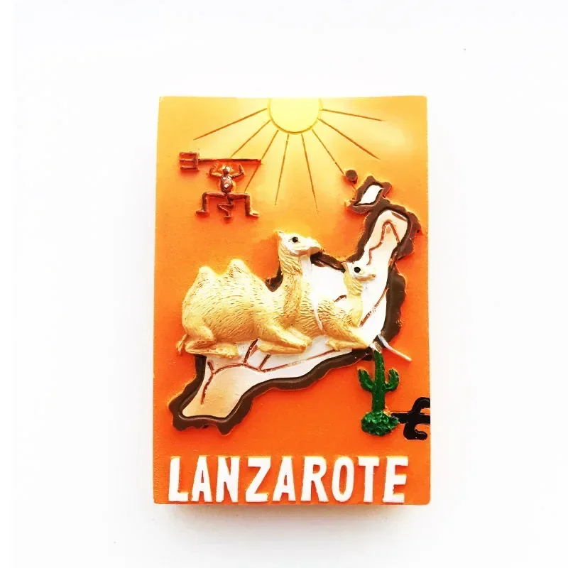 Aimant Frigo Souvenir Lanzarote Espagne - Illustration Aquarelle 6x6 Cm, Acrylique 3 Mm - Cadeau Voyage, Collection