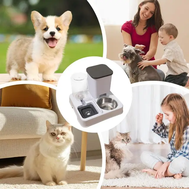 2 in 1 Automatic Pet Feeder Cat Feeder and Water Dispenser Portable Automatic Feeders Non-Slip Pet Bowl Pet Supplies for Cat Dog 5