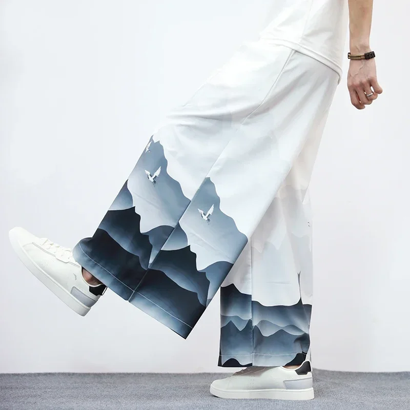 New Japanese Fashion Men's and Women's Trousers Large Size Loose Men's Sports Pants Color Matching Large Baggy Pants