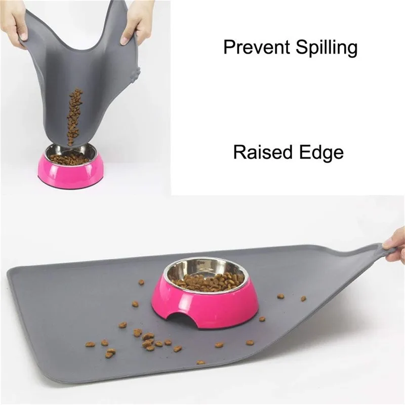 New Waterproof Pet Mat For Dog Cat Solid Color Silicone Pet Food Pad Bowl Drinking Mat Dog Feeding Placemat Easy Washing