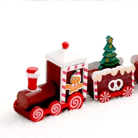 Christmas Decoration Cute Wooden Train Cake Decoration Baking Topper Small Train Ornaments Christmas Dessert Cake Party Ornament - Image 2