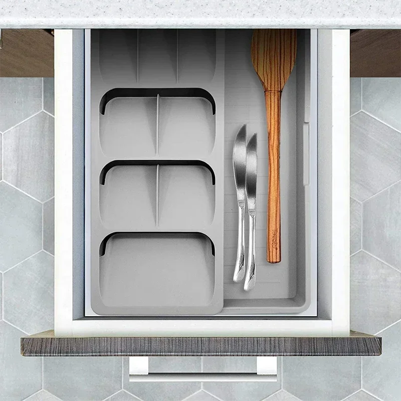 Multipurpose Cutlery Silverware Kitchen Utensil Drawers Organizer Block Holder Knives Forks Spoon Spice Bottle Storage Rack Tray 4