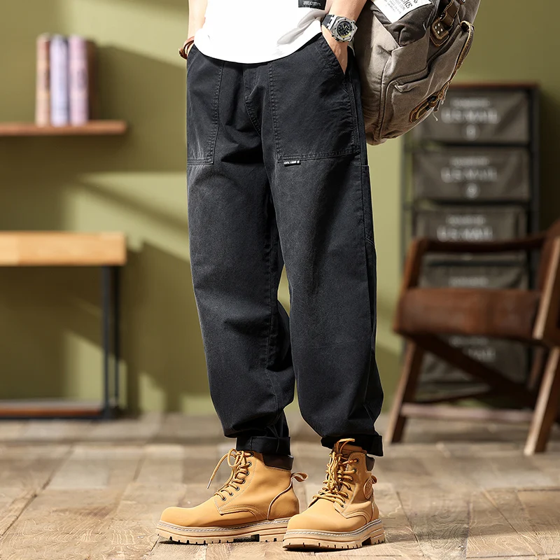 2024 New Men's Jeans Japanese Retro Trendy Straight Fit Fashion Loose Casual Youth Versatile Harlan Denim Pants