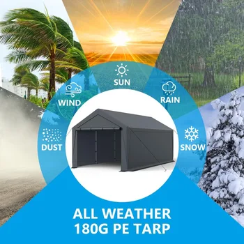 10x20FT Heavy Duty Portable Carport - All-Weather Enclosed Shelter for Cars, Trucks, SUVs & Boats, Waterproof & UV-Resistant Can 3