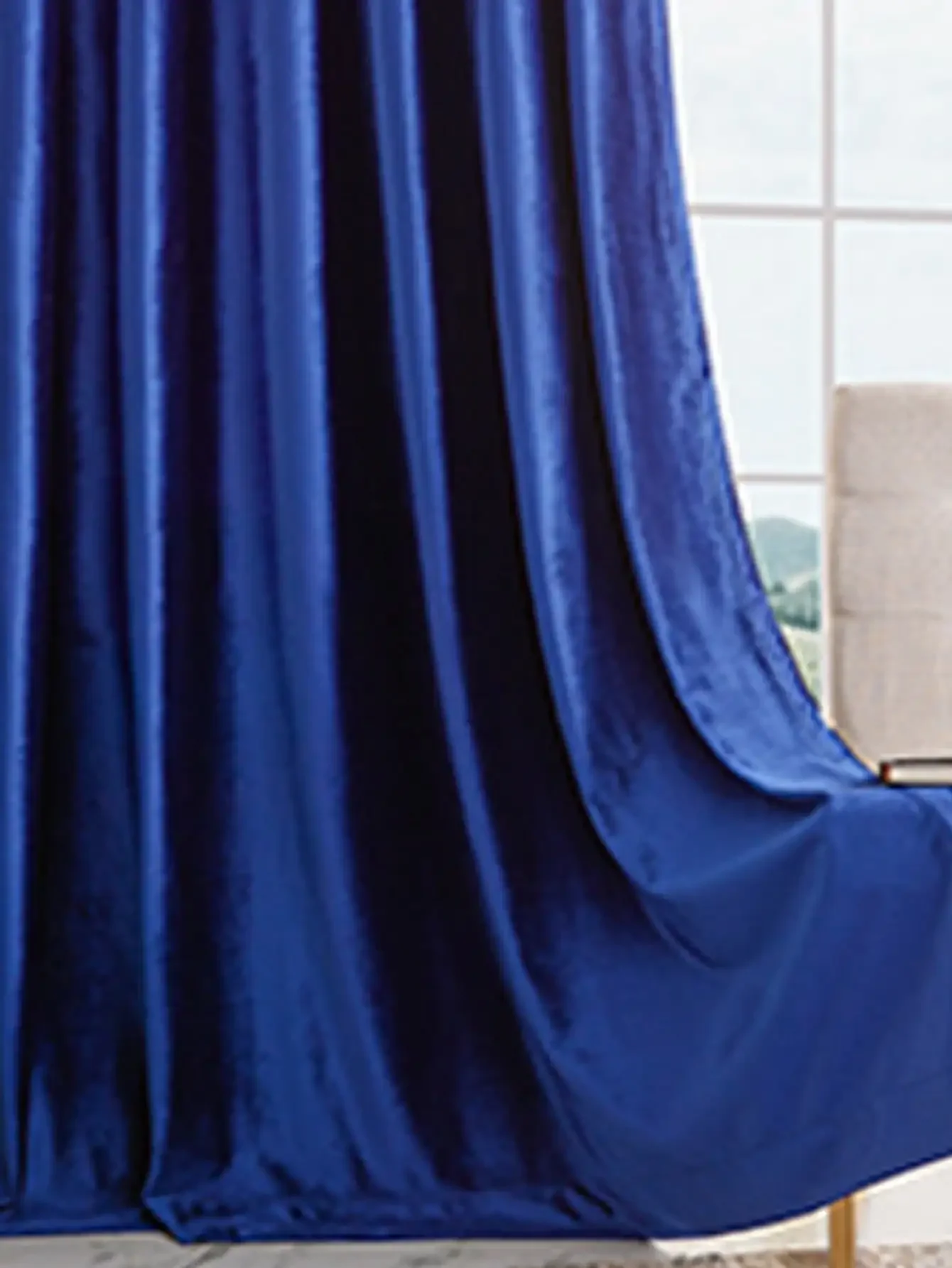 American Style, European Style Blue Curtains Living Room Velvet Blackout Curtains Room Darkening Decorative Curtains 1PC 3