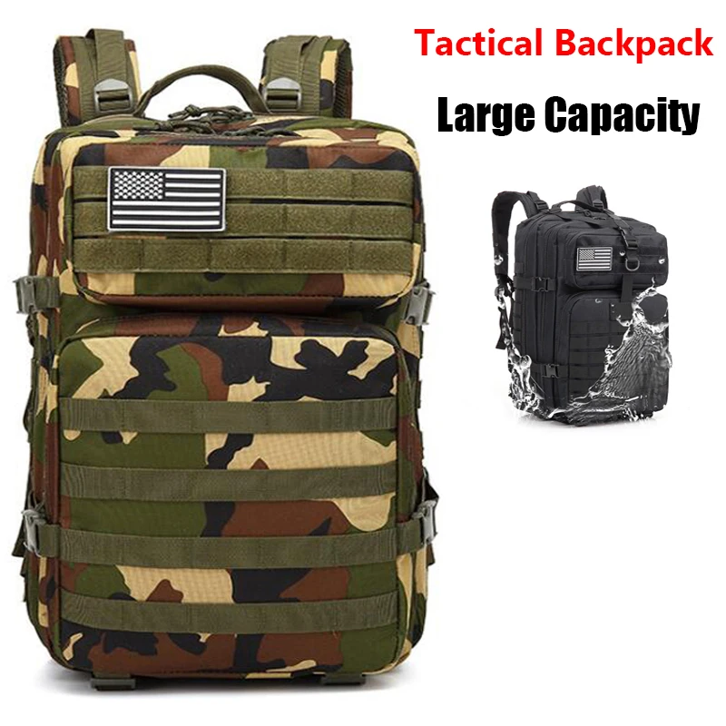 

Men's military camouflage tactical backpack outdoor waterproof camping hunting functional equipment hiking backpack 50L/30L