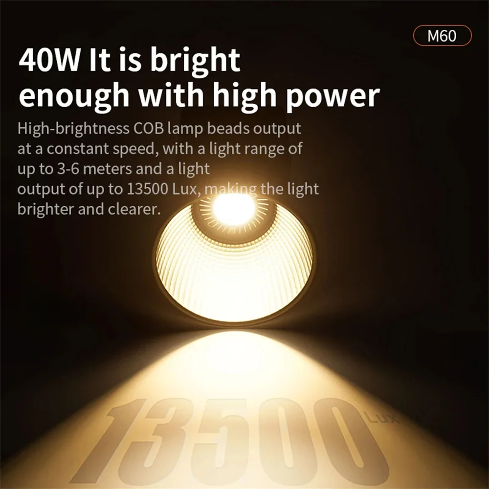M60 핸들 사진 스튜디오 조명, COB 바이 컬러 CCT 2500-8500K CRI 95 TLCI 97 디퓨저 LED 비디오 조명, 브이로그 촬영 필 조명