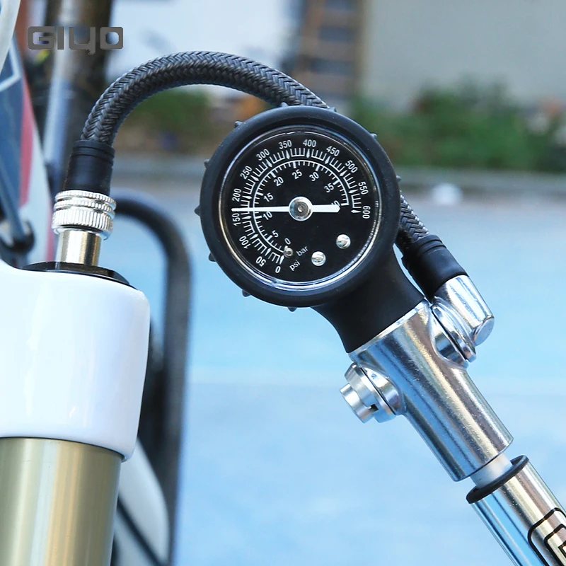 GIYO 600psi High-pressure Bike Air Turbo Shock Pump With Gauge For