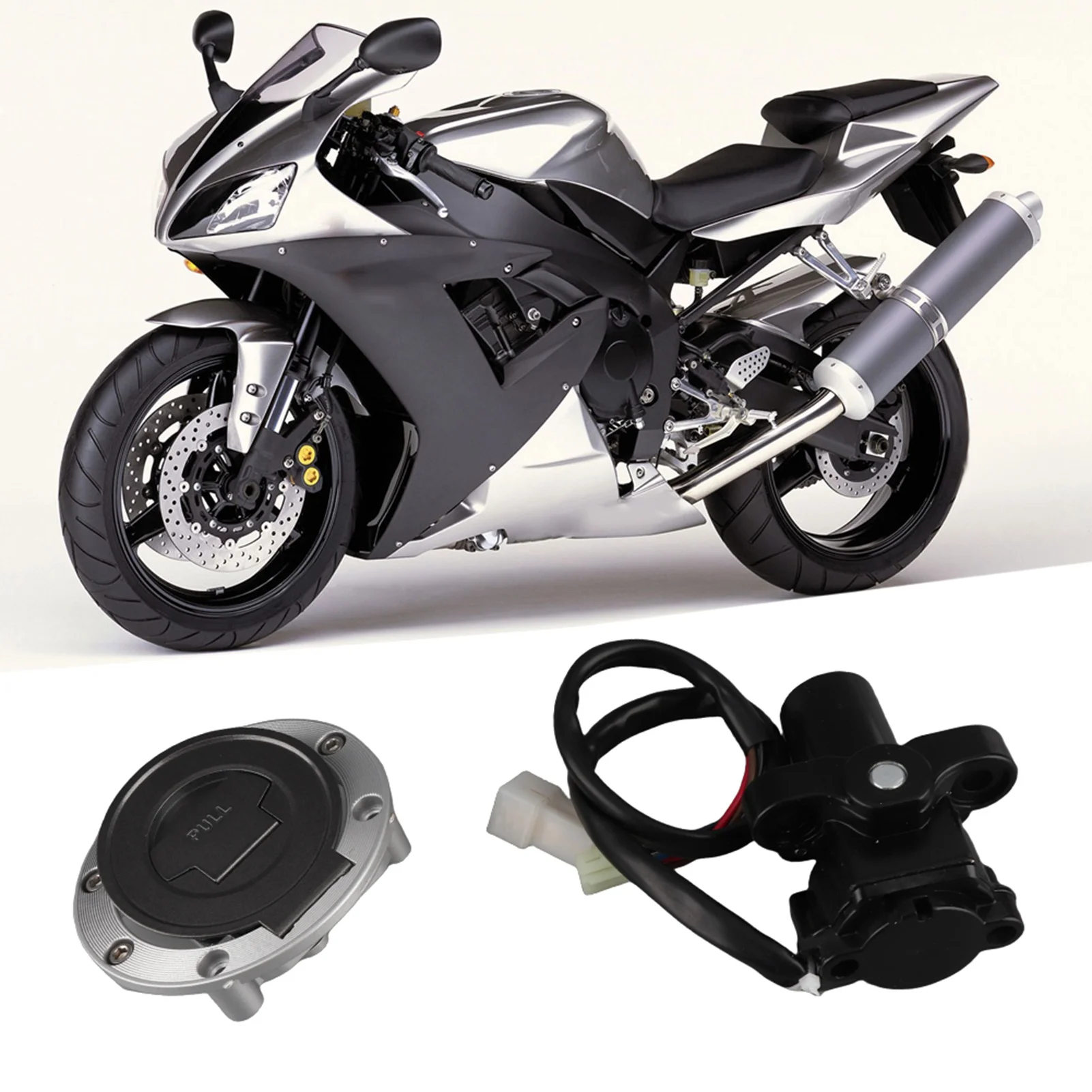 Yamaha YZF R1 R6 FZ6 FZ09 FZ6R 연료 가스 캡 시트 잠금 장치 교체 키트 용 점화 스위치 잠금 키 세트