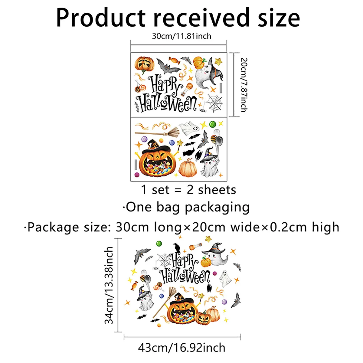 Wall Stickers Window Stickers Halloween English Pumpkin Ghost Bat Static Glass Stickers Window Stickers Wall