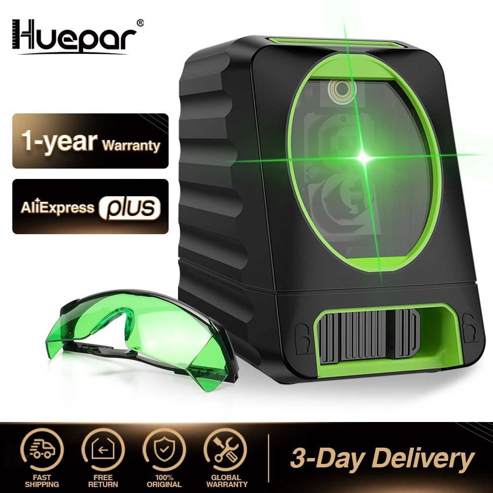 Huepar Laser Level Green Beam Cross Laser Self-leveling 360-Degree Coverage  Horizontal and Vertical Line with 2 Pluse Modes - AliExpress