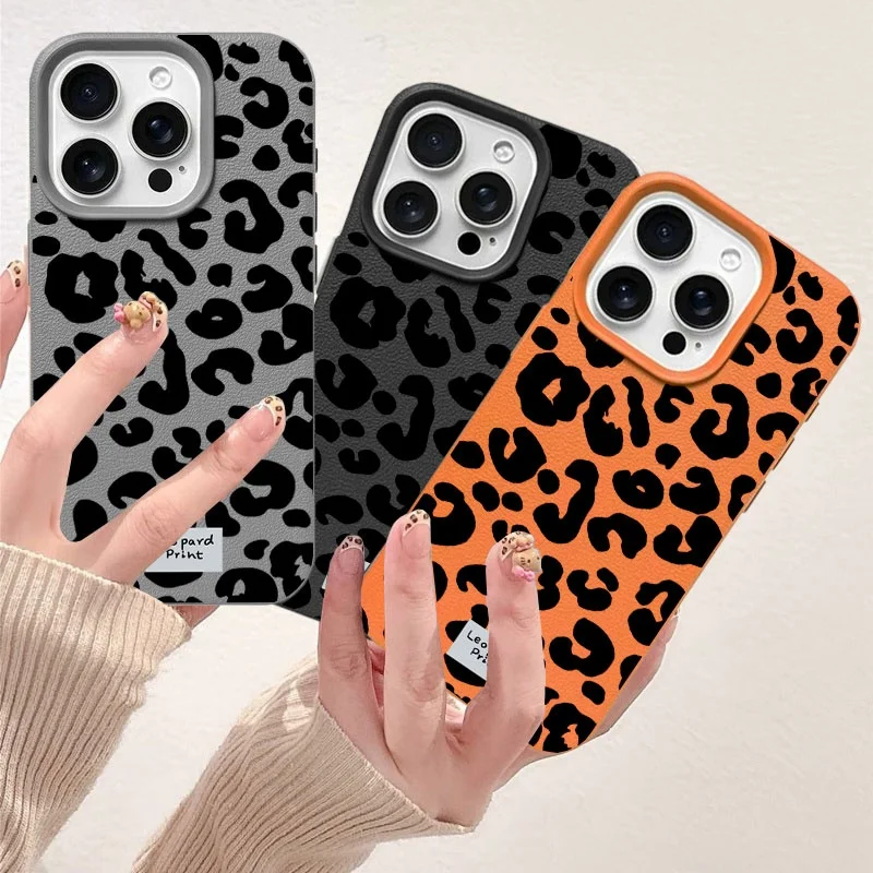 Black Leopard Print PU Leather Phone Case Cover