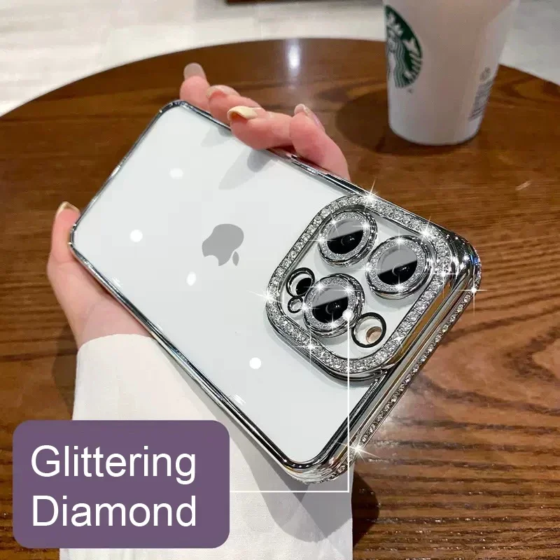 Elegant Rhinestone Jewelled Clear Case with Soft Silicon Cover