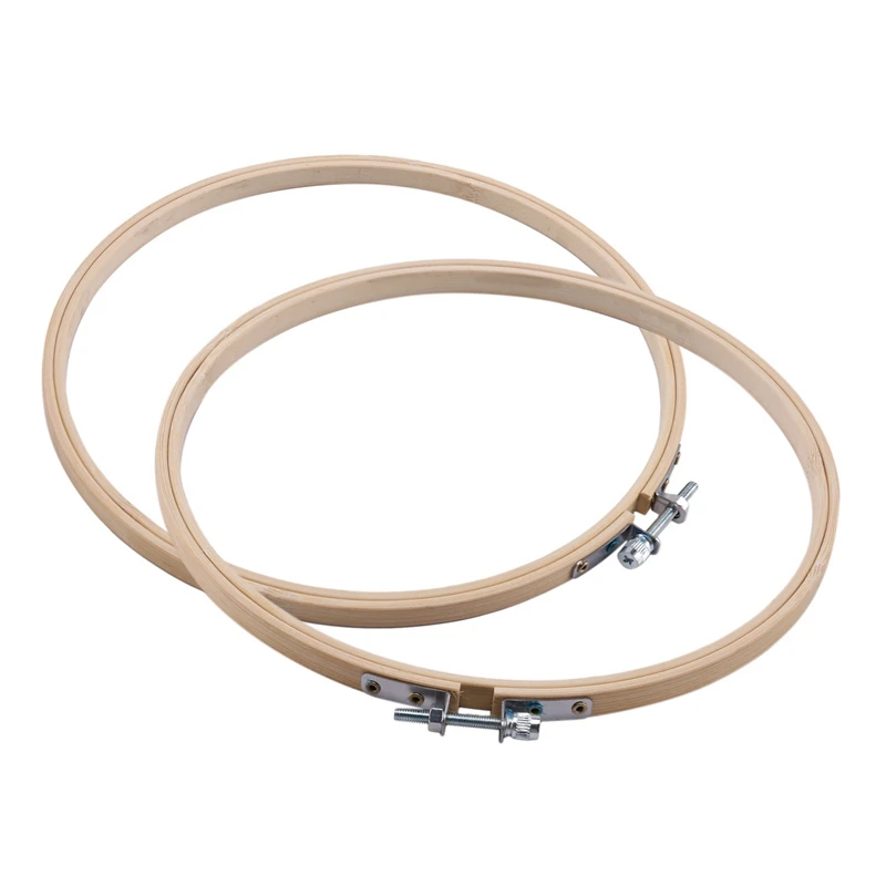 24 Pieces 8 Inch Wooden Round Embroidery Hoops Adjustable Bamboo Circle Cross Stitch Hoop Ring Bulk
