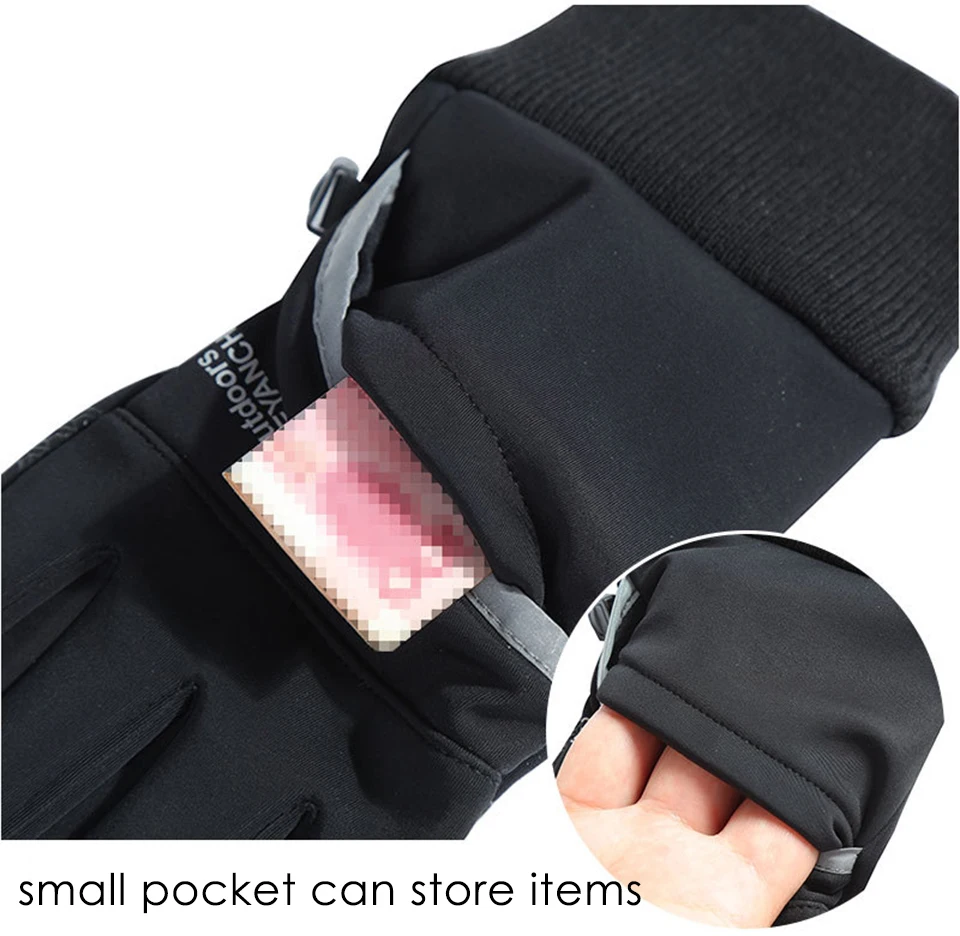 Men Winter Waterproof Cycling Gloves Outdoor Sports Running Motorcycle Ski Touch Screen Fleece Gloves Non-slip Warm Full Fingers 5