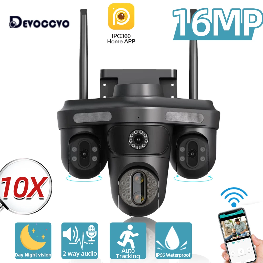 Dual Lens Wifi PTZ Camera Out 16MP 4K Wireless Color Night Vision