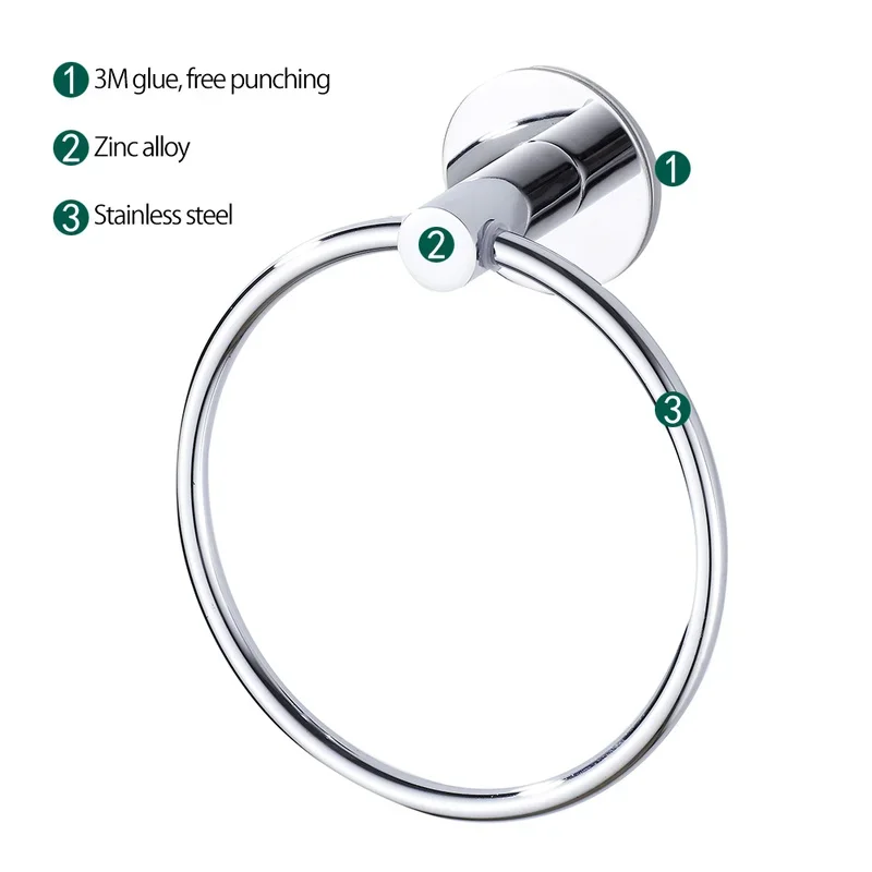 BATHROOM TOWEL RING BATHROOM TOWEL HOLDER BATHROOM SELF ADHESIVE TOWEL RINGS STAINLESS STEEL ROUND TOWEL HOLDERS WALL MOUNTED HAND RAILS