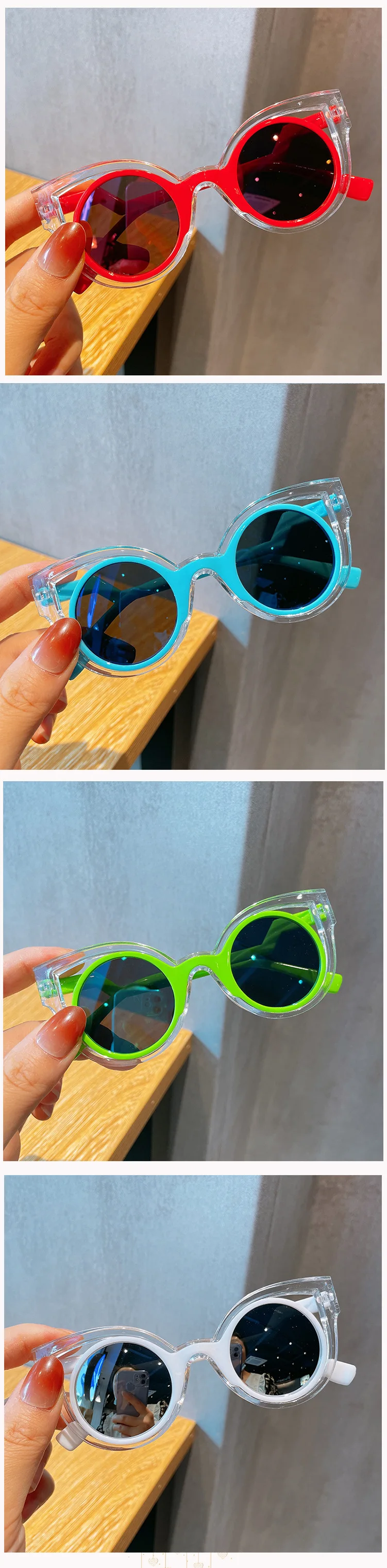 New Children Colors Fashion Round Cool Sunglasses Boys Girls Vintage Sunglasses Sunscreen UV Protection Classic Kids_voghion.com