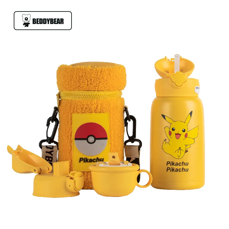 Kawaii Pokemon Anime Thermos Cup Pikachu Psyduck Jigglypuff Cartoon Children  Insulation Water Bottle Tea Milk Travel Straw Cup - Animation  Derivatives/peripheral Products - AliExpress