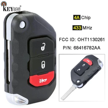 Keyforkess 433MHz PCF7939M 4A FCC ID: OHT1130261 68416782AA chiave remota intelligente a 4 pulsanti Fobik Fob Jeep Wrangler JL Gladiator 2018-2022