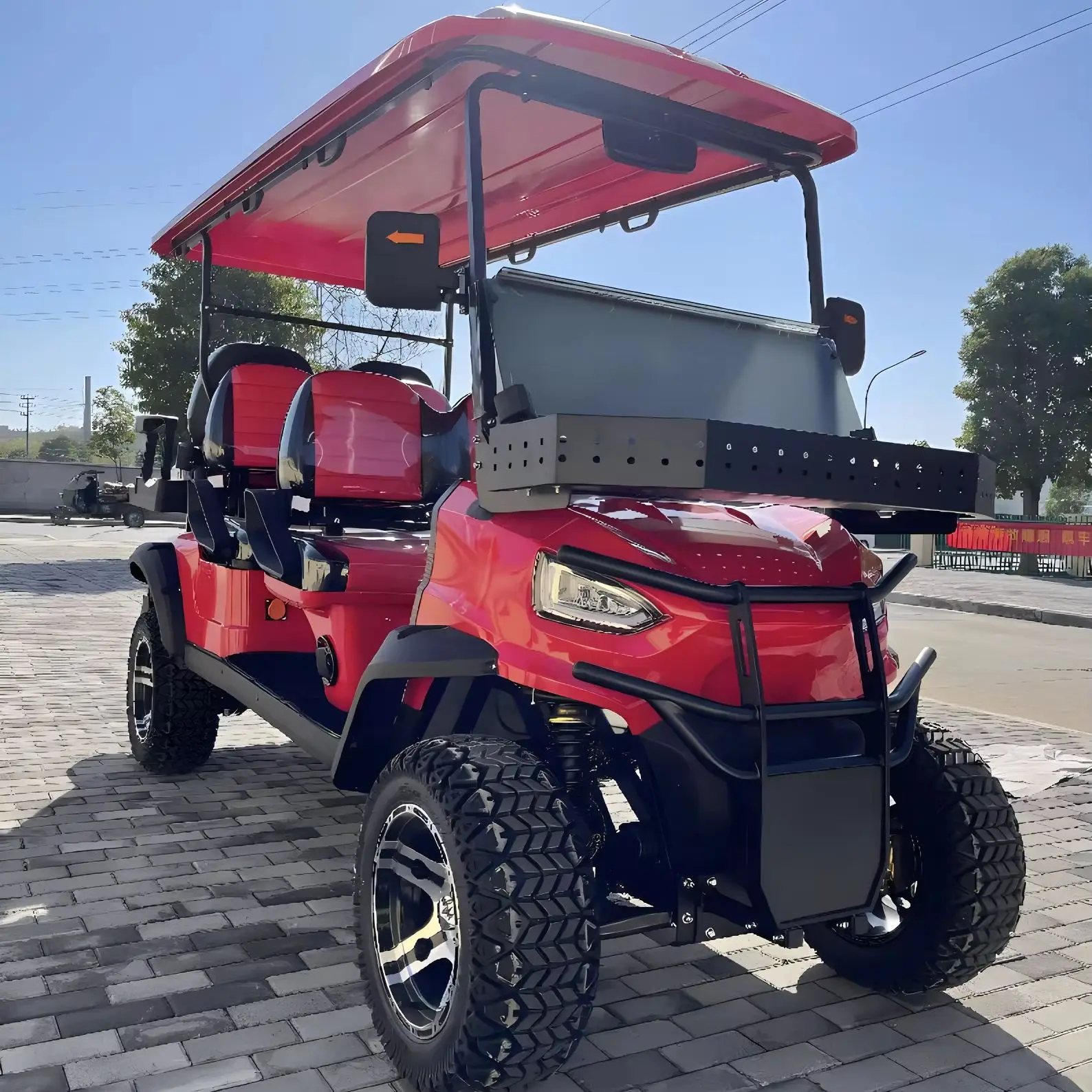 new hot selling CE certification with solar panel 4-seater 48V5kw lead-acid battery golf cart