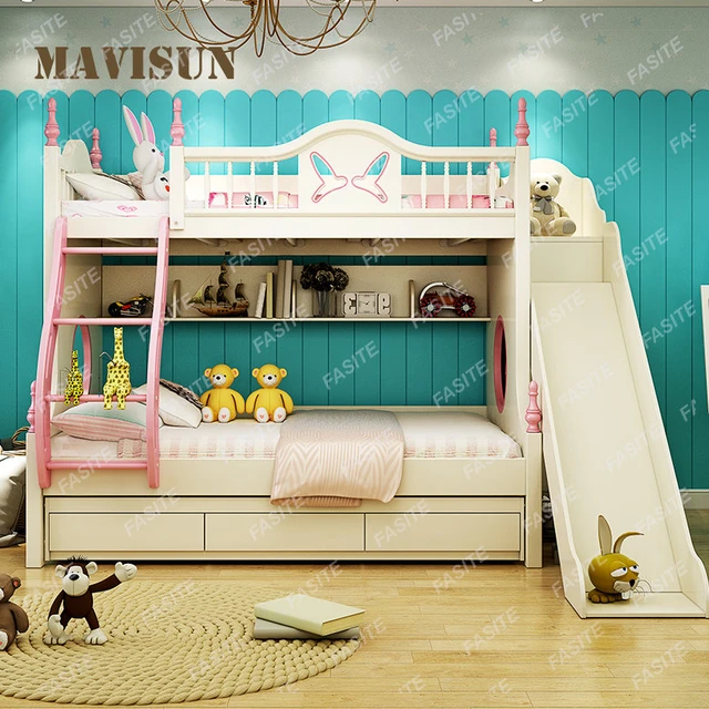 Cama Infantil Para El Hogar, Madera Maciza, Niños Y Niñas, Princesa, Camas  Superiores E Inferiores, Camas Dobles Deslizantes, Personalizadas - Camas  Para Niños - AliExpress