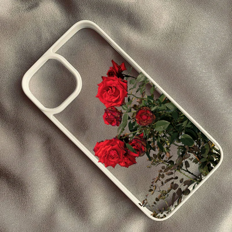 Elegant Red and Pink Rose Peony Floral Clear Phone Case - Stylish Hard Cover Protector