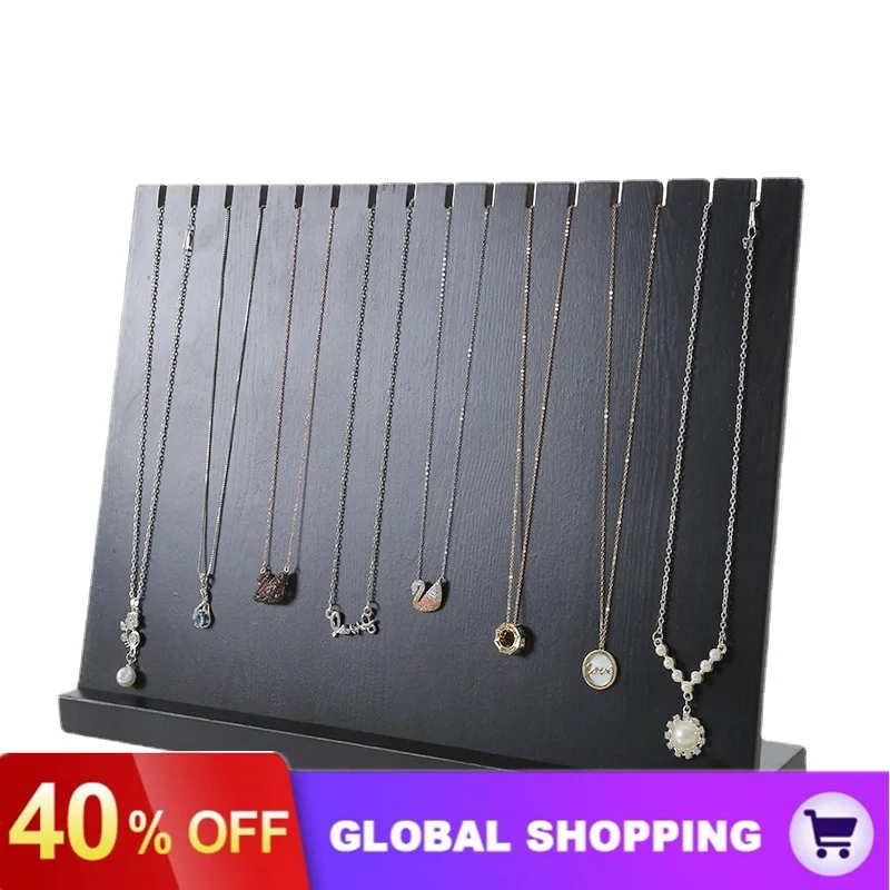 Wood Hanging Necklace Splicing Board Home Pendant Storage Jewelry Display Stand Necklace Display Props Jewelry Display Stand digital grain price board display stands label solid wood jewelry tags for pricing cube blocks