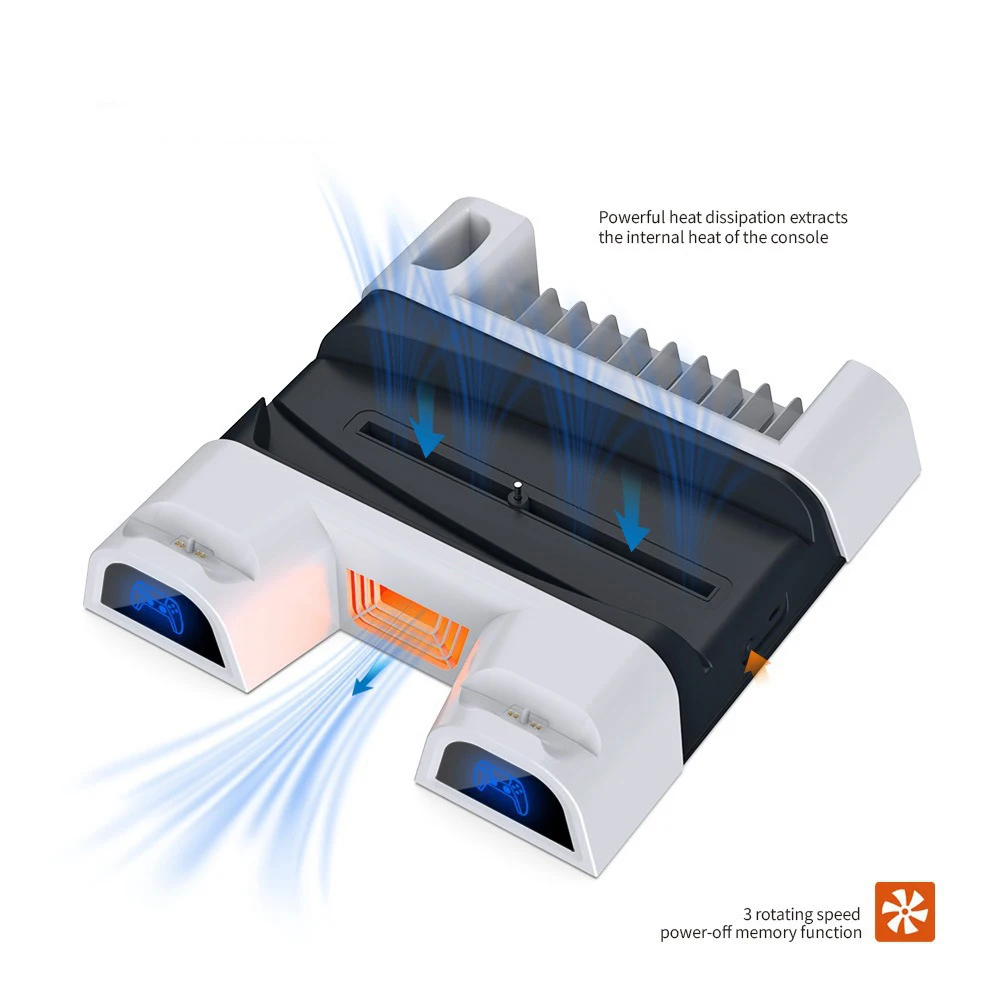 Per Ps5 Supporto Verticale 2 Controller Dock Di Ricarica Ventola Di Raffreddamento Per Sony Playstation 5 Play Station Per Accessori Console Ps5