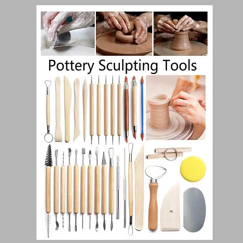 Pottery Clay Sculpting Tools Pottery Carving Tool Kit with Carrying Case Bags for Beginners Professionals Modeling DIY pottery sculpting tools clay sculpting tools pottery tools clay craft tool