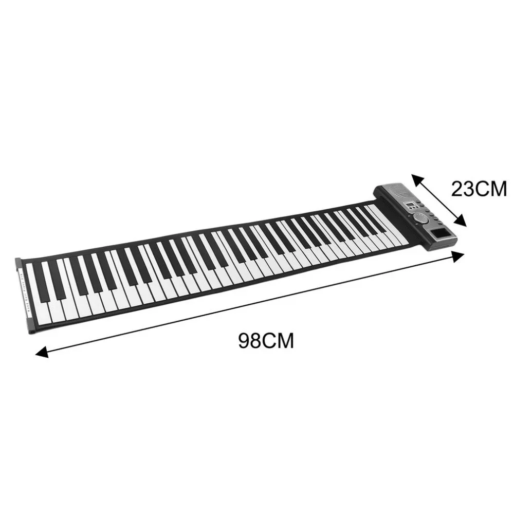 Customizable 61 Keys Roll Up Piano Keyboard Portable Soft Silicone Electronic Piano with Built-in Speaker LCD Display Recording