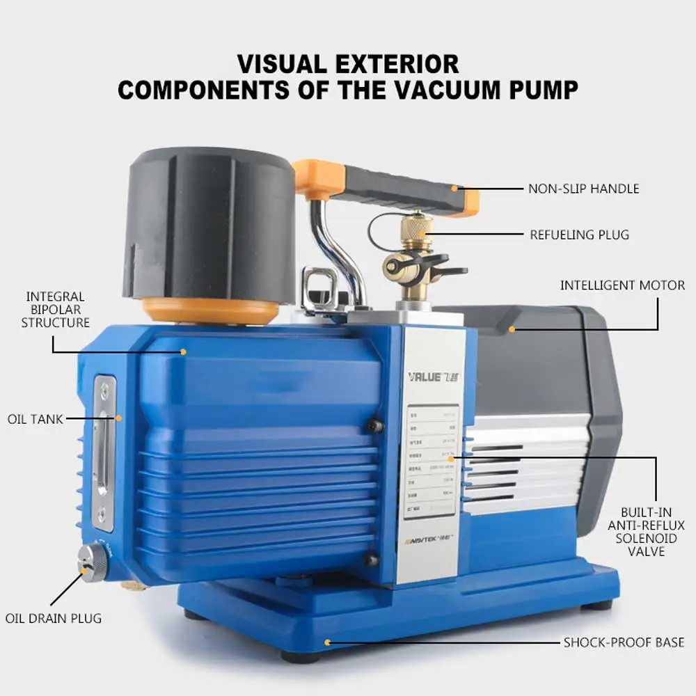 

VRP-15D Intelligent Bipolar Vacuum Pump 220V 50HZ Pumping Portable 7L Intelligent Pump Dual Stage 7L Household Air Conditioning