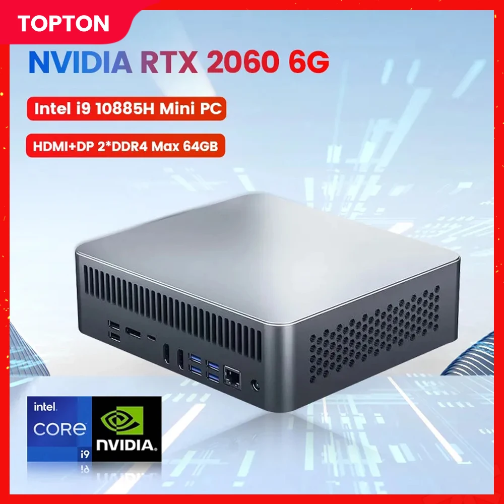 

Topton Gaming PC Intel i9 10885H i7 10870H Mini PC NVIDIA RTX 2060 6G Windows 11 Gamer Desktop Computer NVME SSD Dual DDR4 WiFi