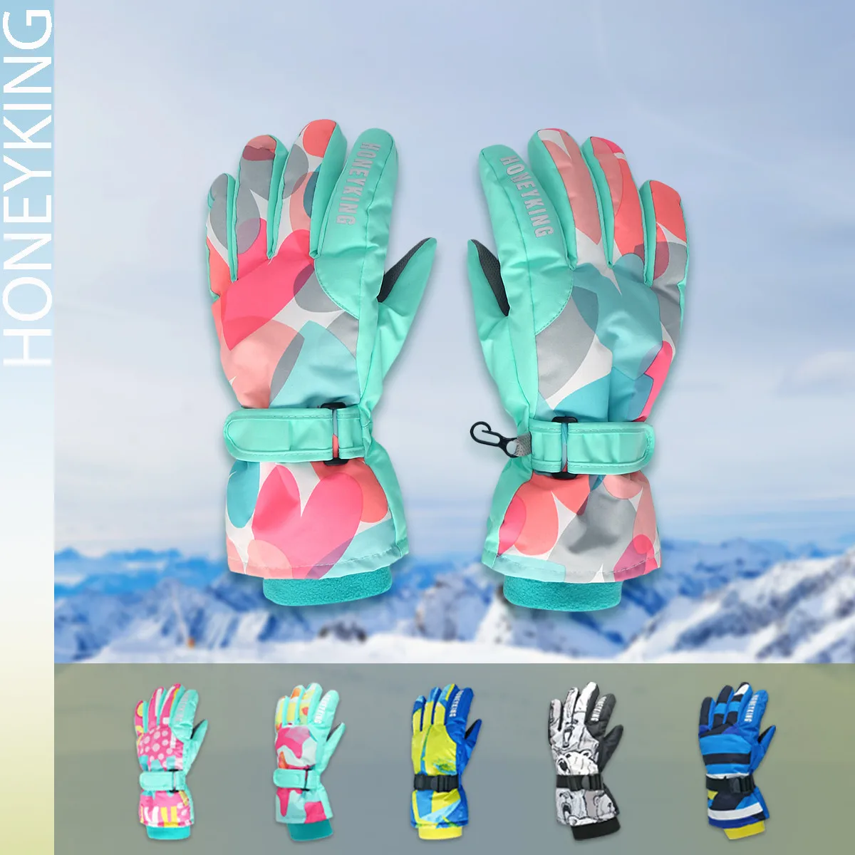 HONEYKING Kids Winter Ski Gloves Waterproof Warm Padded Mitten For Girls Boys Outdoor Skiing Cycling Windproof Snowboard Gloves cycling gloves winter gloves ski gloves