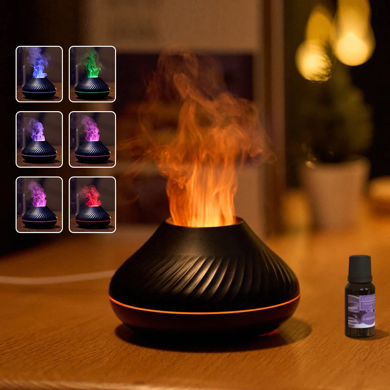 

Electric Flame Aromatherapy Humidifiers Air Humidifier USB Essential Oils Diffuser 130ML Ultrasonic Aroma Diffuser Colorful Lamp