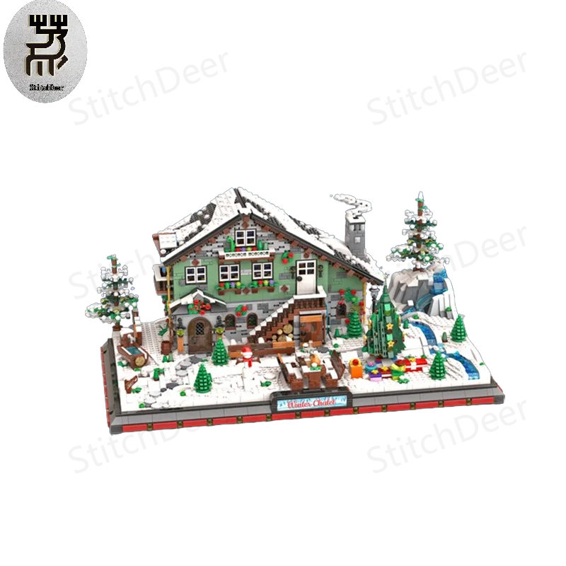 

1902PCS MOC Christmas Base for Winter Chalet Building Blocks Street View Assemble Model Toy Brick New Year Holiday Gifts 910004
