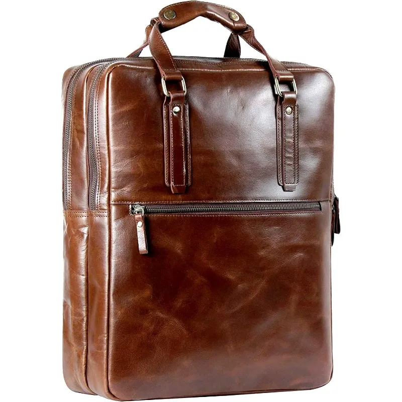 

Grain Vintage Leather Laptop Backpack - Camping travel Rucksack Knapsack - Casual Bookbag Daypack with rustic look