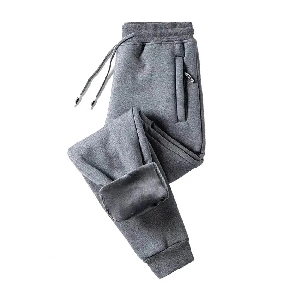 Winter Pants Men Fur Lined Joggers Thick Sweatpants Drawstring Trousers Men Fleece Running Pants Warm Velvet Ankle-Tied sport jogging trousers fleece sweatpants men casual pants