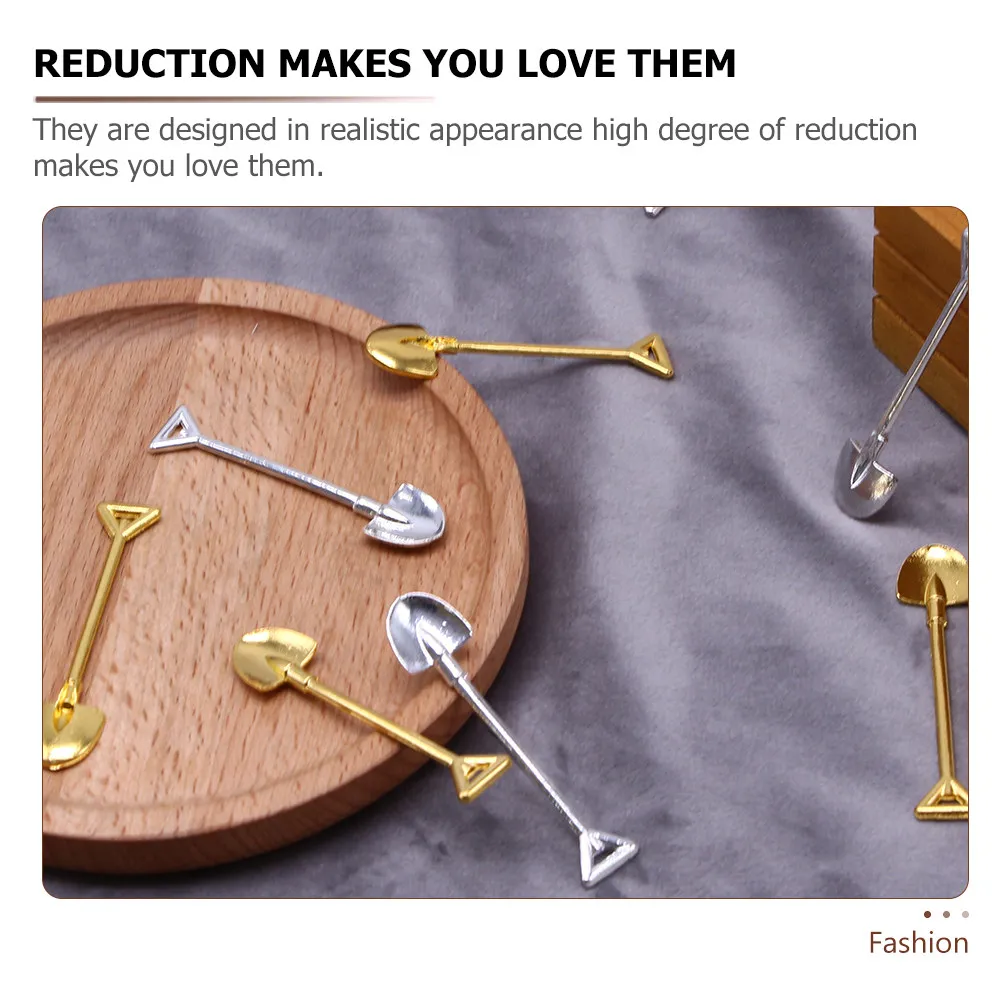 6Pcs 미니 삽 합금 마이크로 조경 삽 창의적인 미니 하우스 장식 작은 정원 도구 미니어처 원예