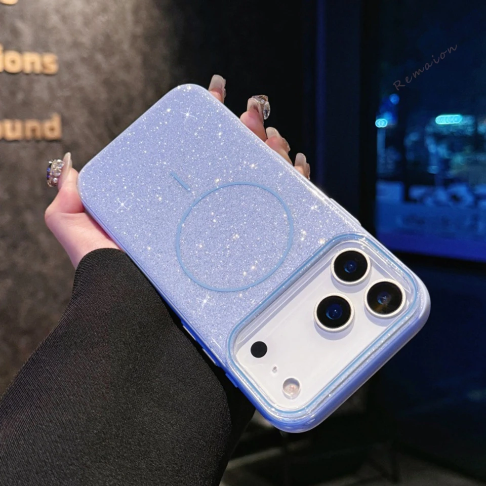 2025 Glitter Glam Magnetic Phone Case with Wireless Charging Compatibility