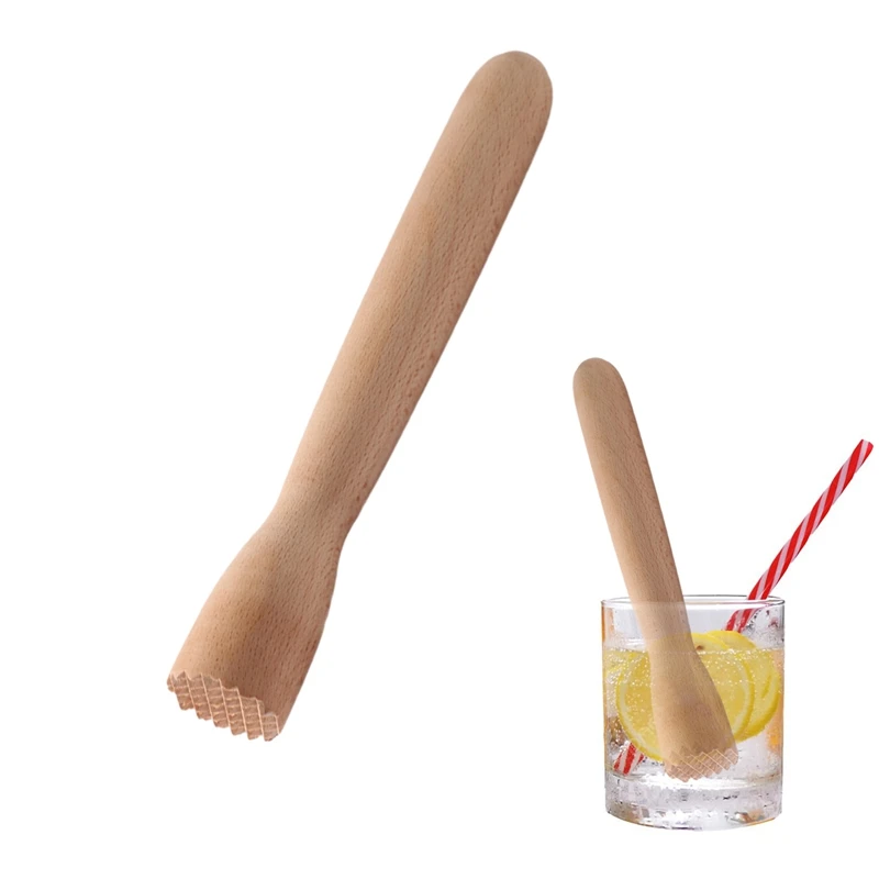 Wood Masher Multifunction Beech Wood Crushed Ice Hammer Crushed Popsicle Sticks Cocktail Ice Cube Crusher Fruit Muddle Pestles