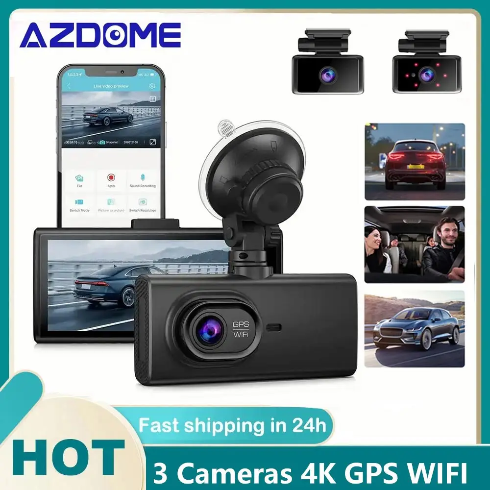 AZDOME GS63H Dash Cam Dual Lens Ultra HD Real 4K Car DVR Camera WIFI GPS  Rear View Night Vision WDR Video Recorder 24H Parking - AliExpress