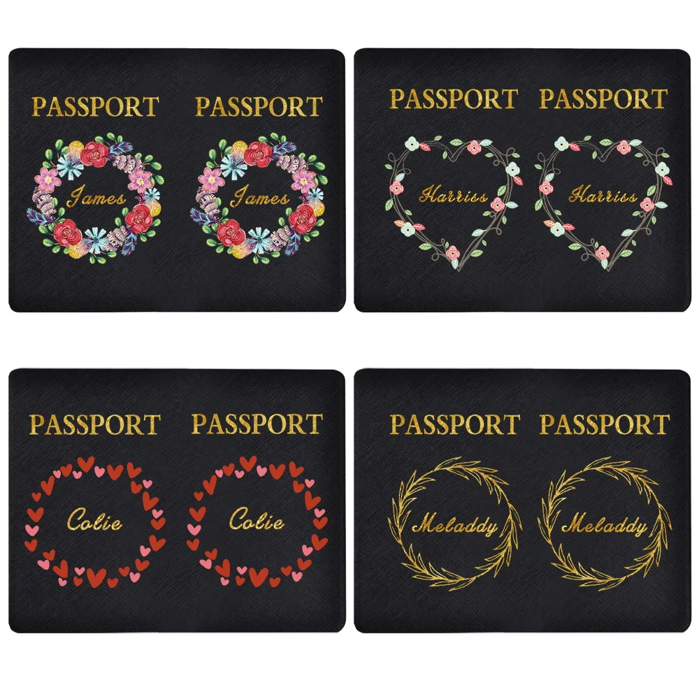 Customize Free Name Passport Holder ID Cover Women Men Portable Bank Card Passport Business PU Wallet Case Travel Accessories