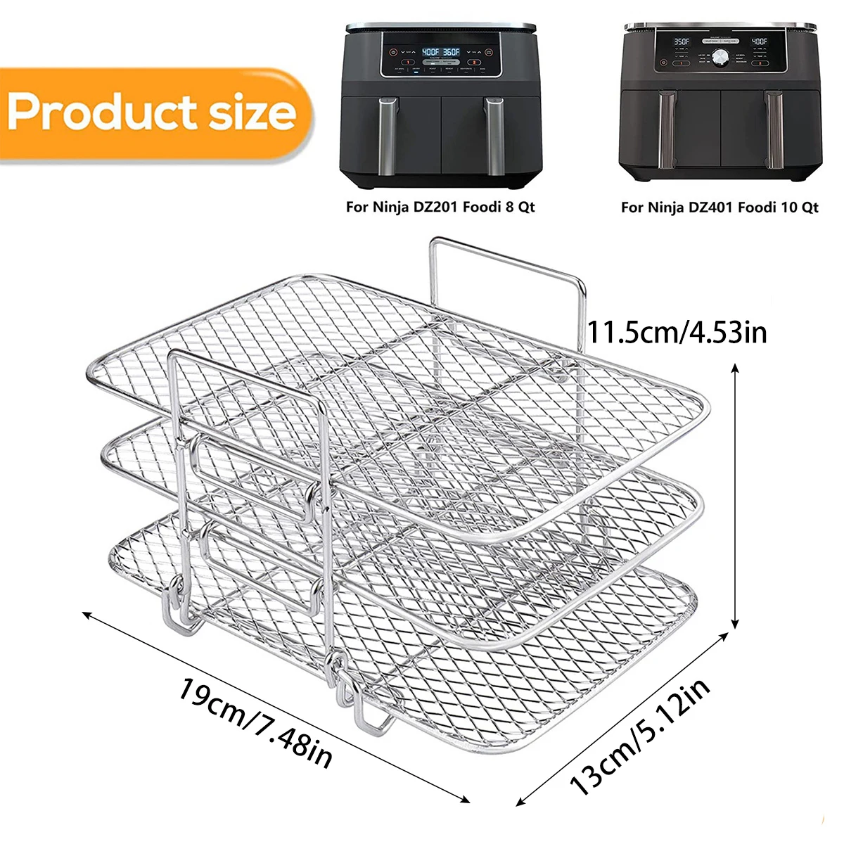  Air Fryer Rack for Ninja Foodi Air Fryer, 304 Stainless Steel  Three Stackable Dehydrator Rack Toast Rack Stand Accessories for Ninja DZ201  DZ401 Dual Air Fryer : Home & Kitchen