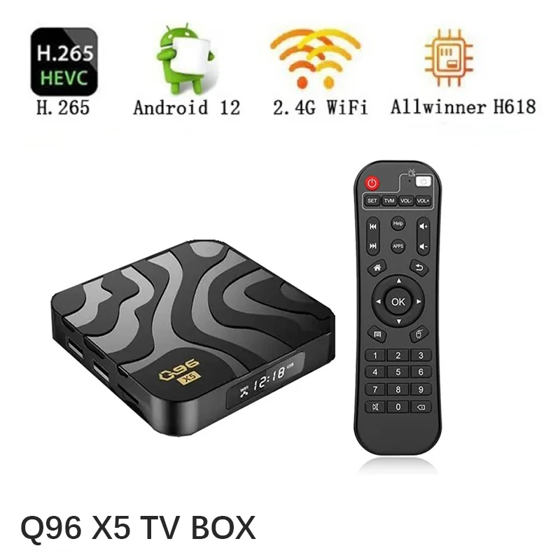 

Q96 X5 Smart Tv Box Android 12 BT4.0 Miracast Airplay Allwinner H618 6K HDR10 5G/4G Wifi 64GB Media Player H.265 TV Box