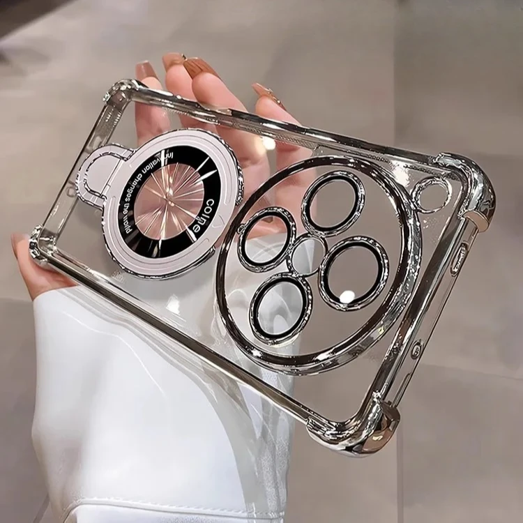 Luxury Plating Shockproof Case with Magnetic Holder and Camera Protection