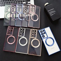 Luxury Plating Transparent TPU Anti-drop Phone Case for Samsung S22 S23 Plus Ultra Magsafe Magnetic With Lens Film Clear Cover - Image 6