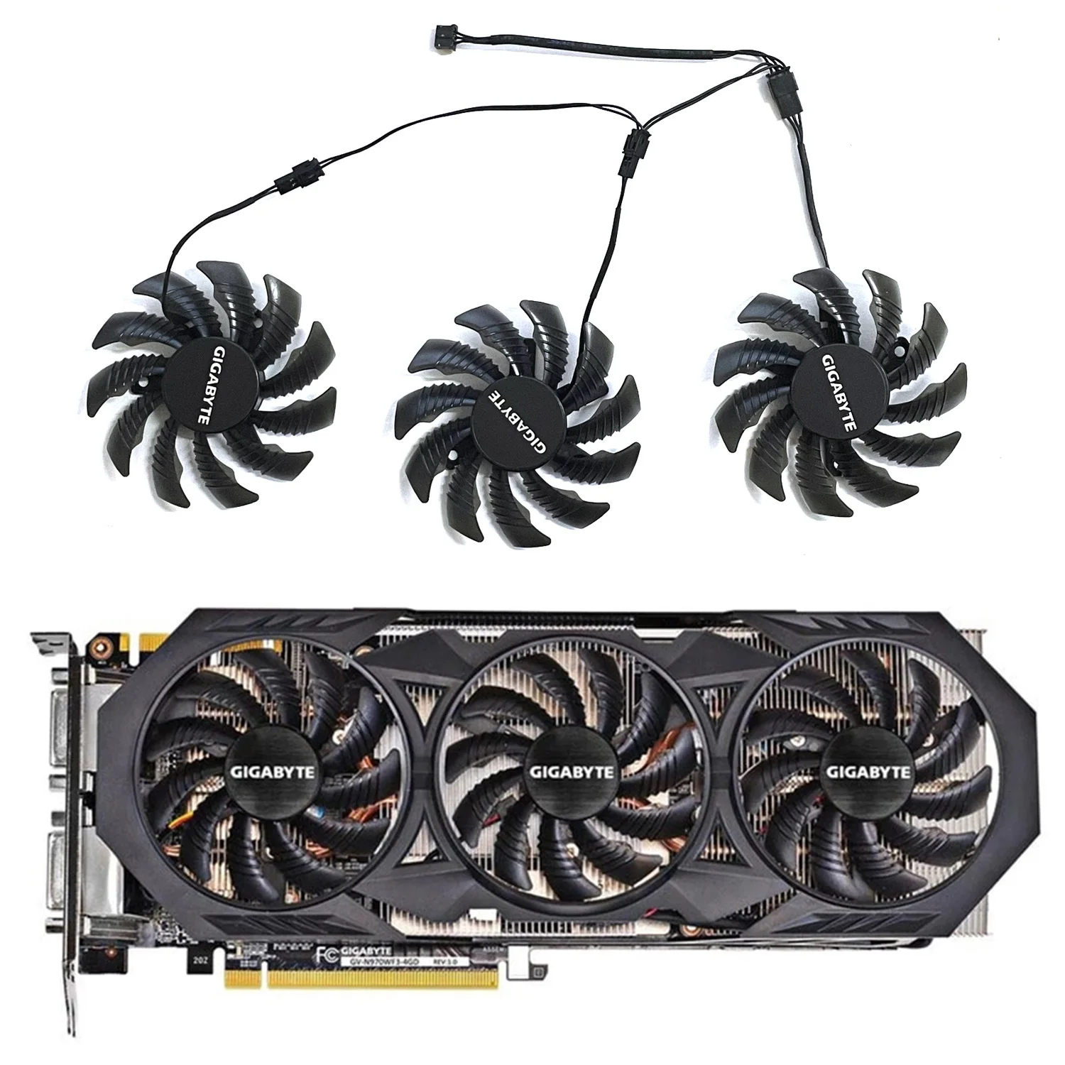 Placa Gráfica para Gigabyte Pld08010s12h 3pin Gtx 970 Ventilador de Gpu para Gigabyte Gtx 970 Windforce g1 R9280x Gv-r928xwf33gd Gv-r928xoc 75 mm