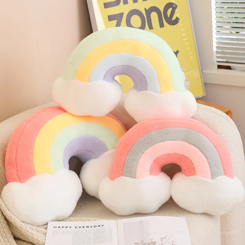 Cute Candy Color Rainbow Cloud Star Moon Plush Pillow Stuffed Soft Flower Toy Throw Pillow Cushion Home Sofa Decor 3